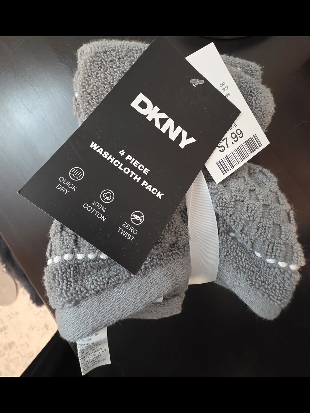 DKNY Grey 4-Piece Men’s Washcloth Pack